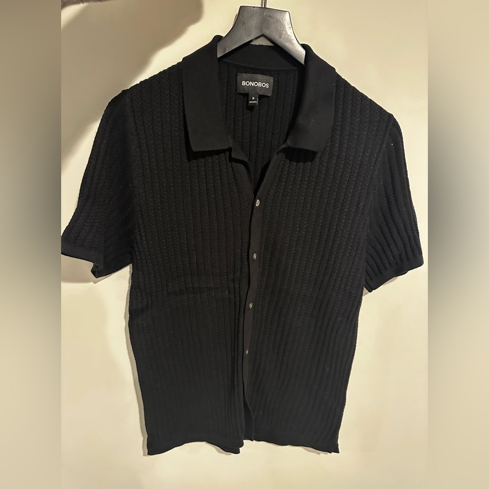 Bonobos men’s medium short sleeve knitted black polo, great shape no snags